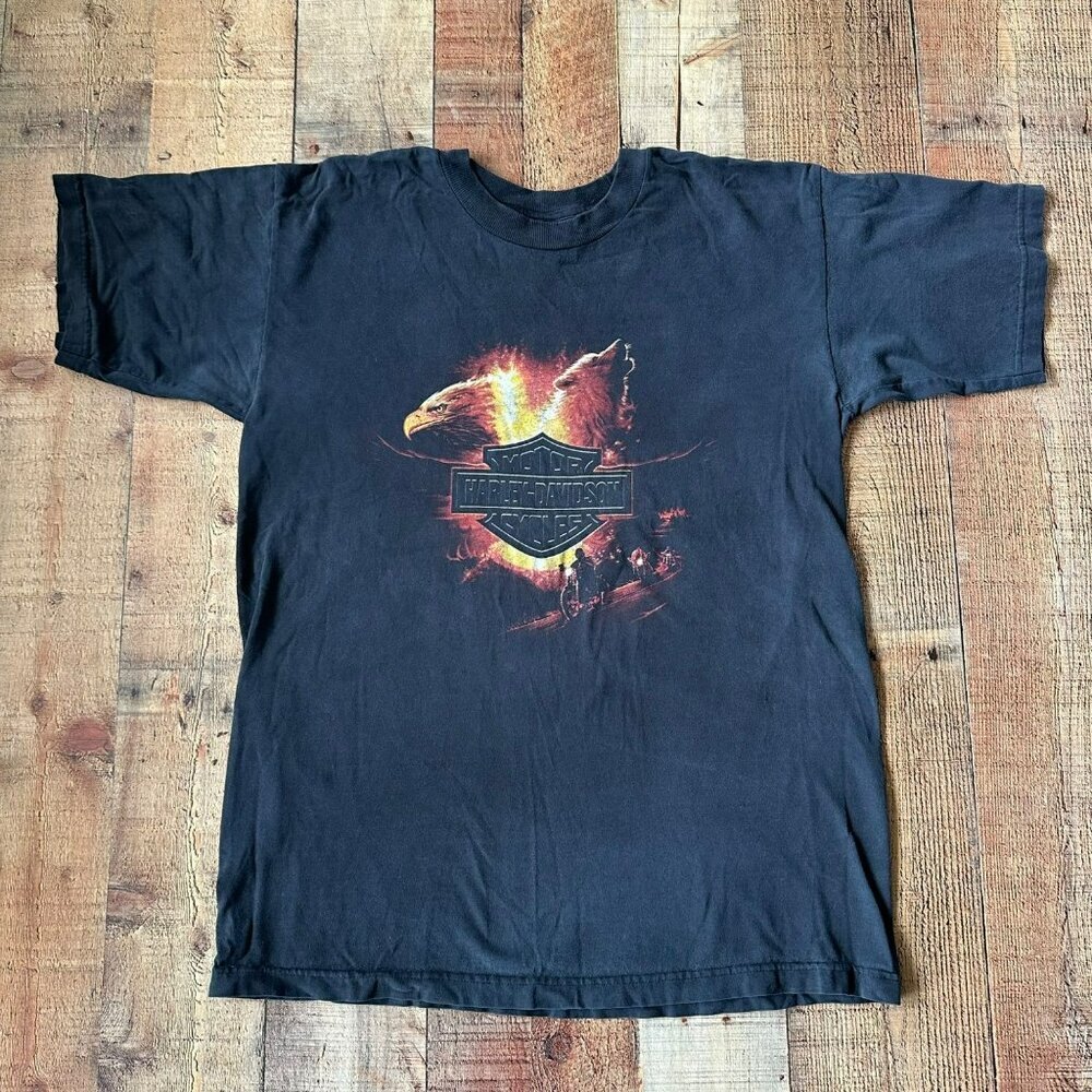 Vintage Harley-Davidson Men's Size Large T-Shirt With Eagle Graphic Black - Picture 1 of 8